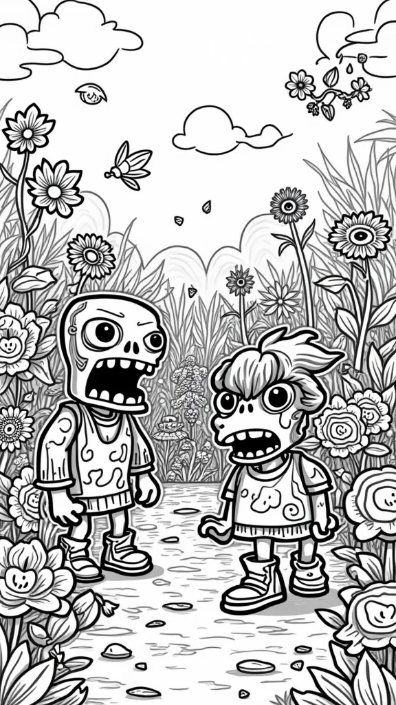 plant vs zombie coloring pages